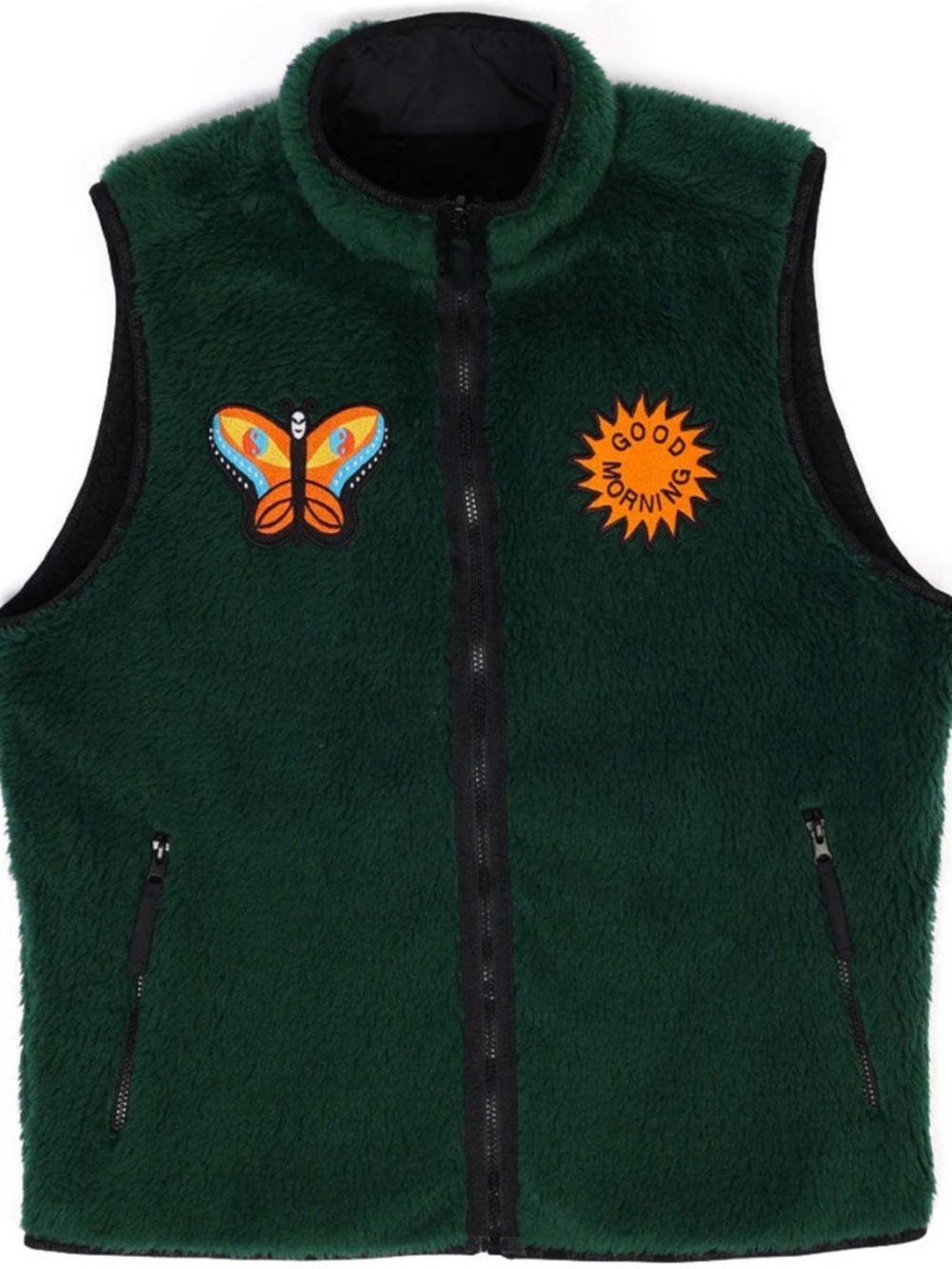 Good Morning Tapes LSD World Peace Reversible Zip Thru Vest - Black/Forest